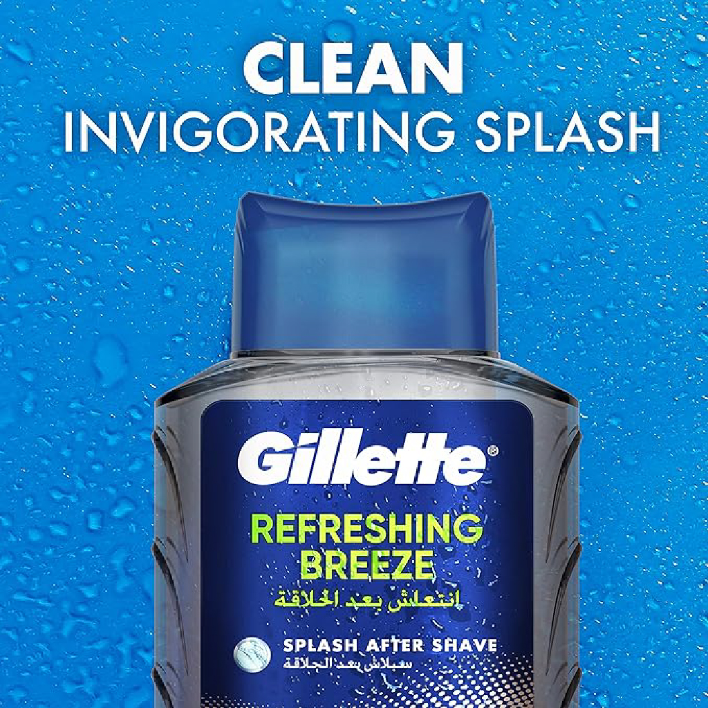 Gillette, Aftershave Splash Refreshing, Invigorating post-shave skin toner, 100ml
