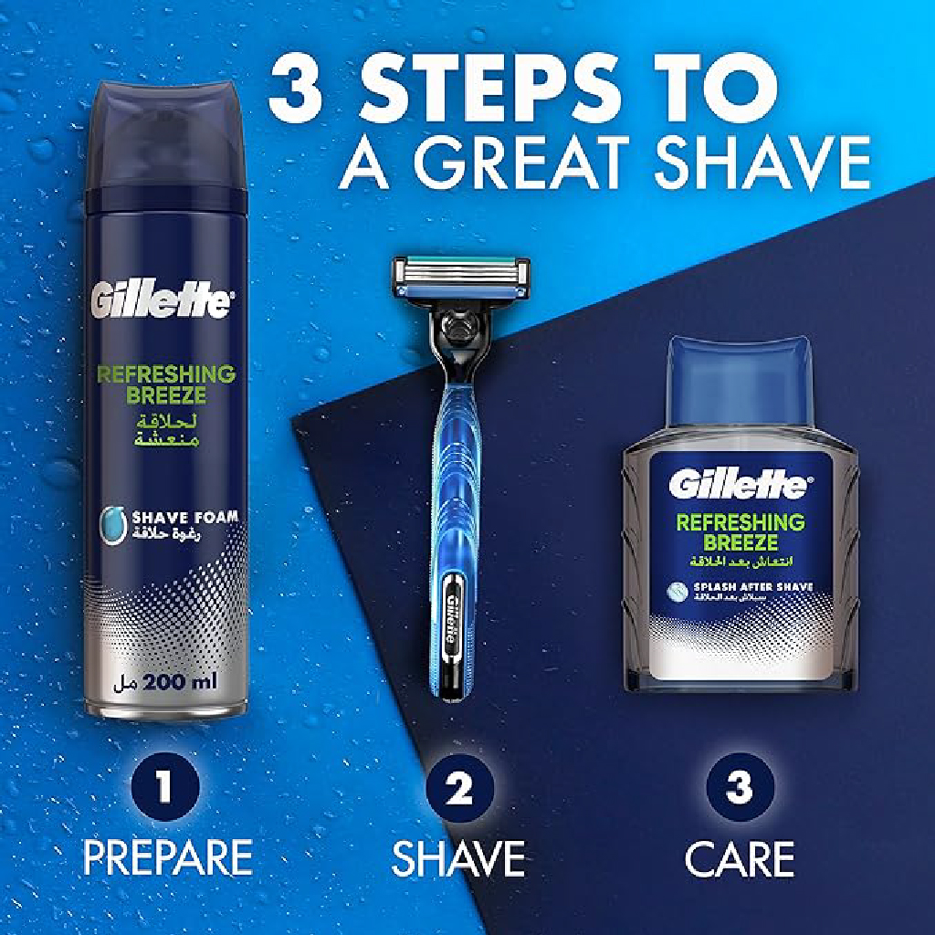 Gillette, Aftershave Splash Refreshing, Invigorating post-shave skin toner, 100ml