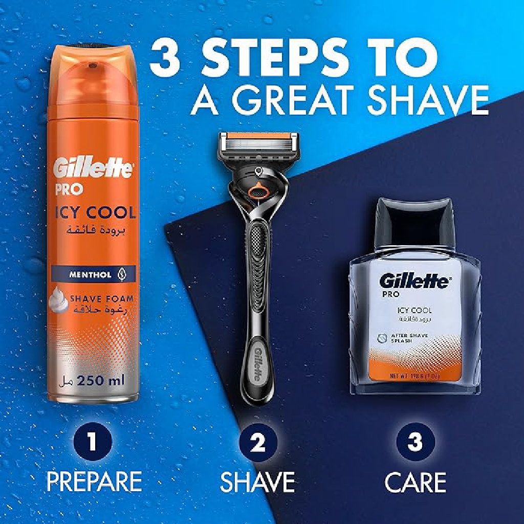 Gillette, Shaving Foam Pro Ice Cool, Refreshing foam for a smooth, comfortable shave, 250 ml