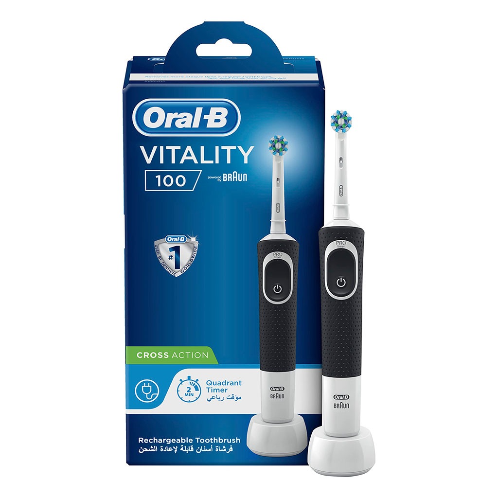 Oral-B, CrossAction Power Vitality Manual Toothbrush, Powered manual toothbrush with CrossAction bristles