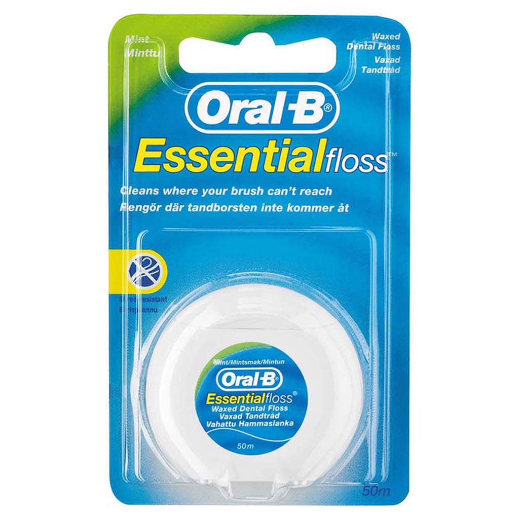 Oral-B, Dental Floss Waxed Mint, Mint flavored waxed dental floss for plaque removal