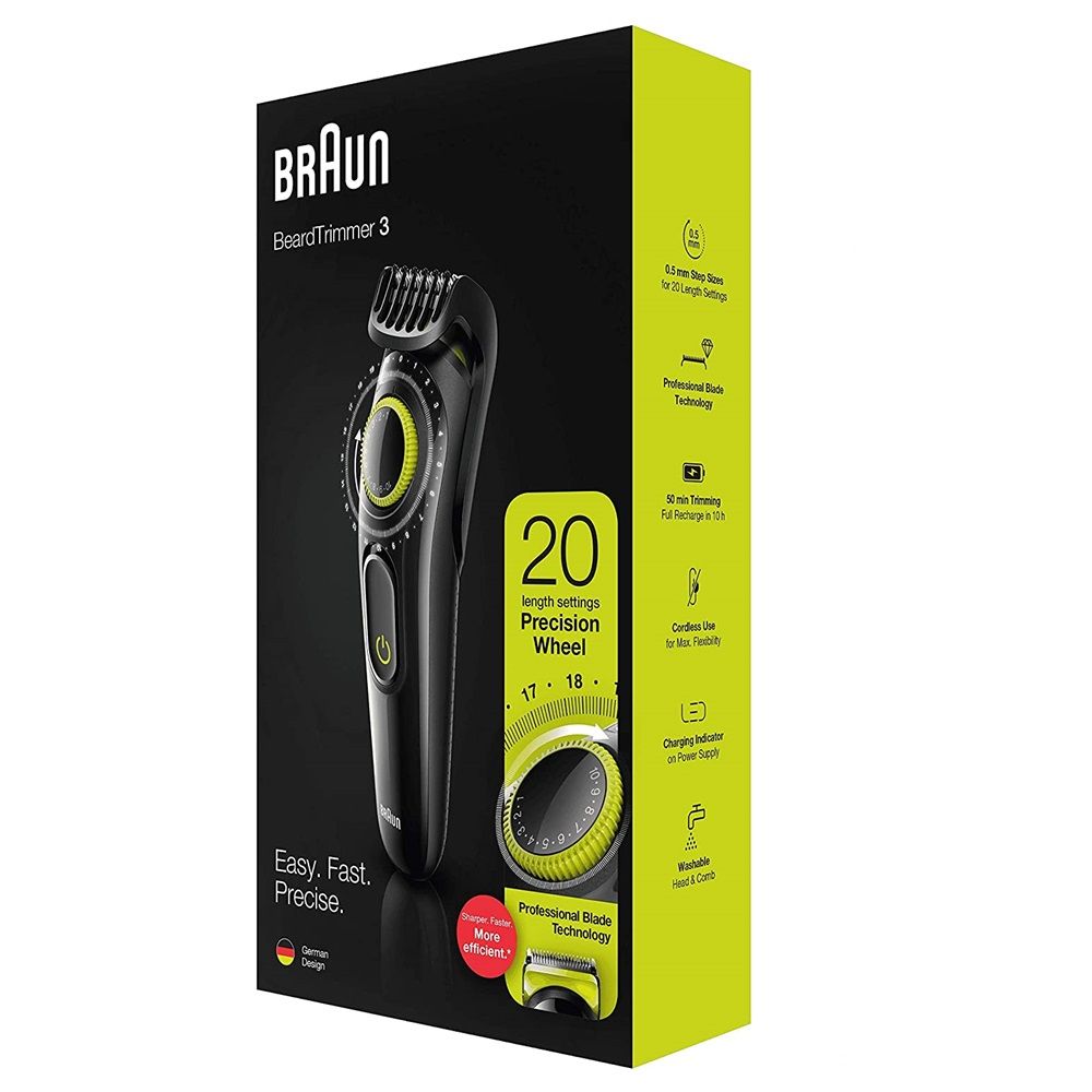Braun, Series 3 Beard Trimmer BT3221, Electric beard trimmer with precision settings