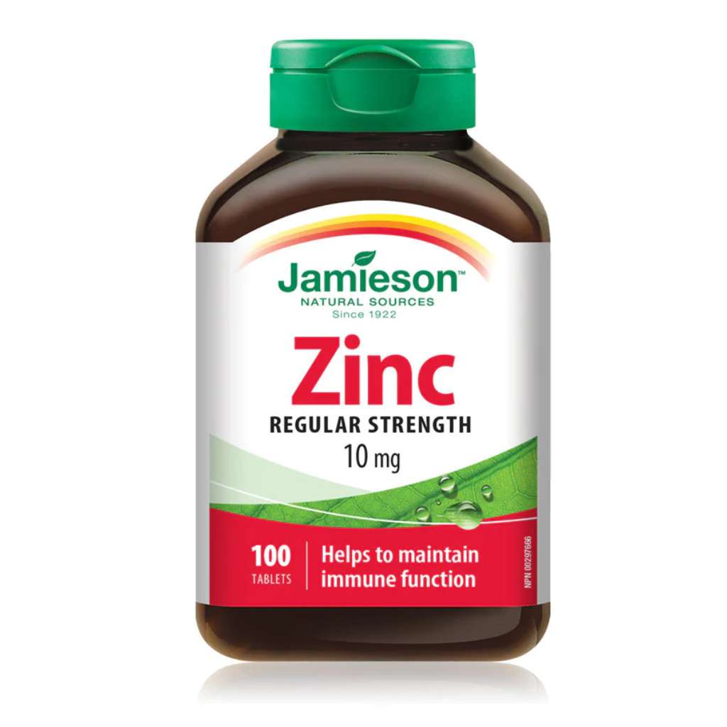 Jamieson, Zinc regular strength 10mg tablets, Immune support supplement with essential zinc, 100 tablets