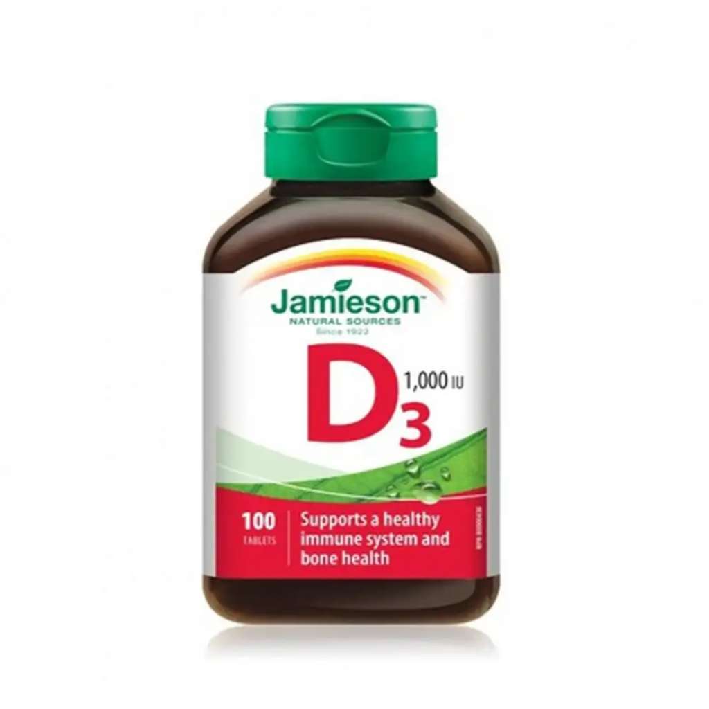 Jamieson, Vitamin D3 1000 IU Tablets, Supports bone and immune health, 100 tablets