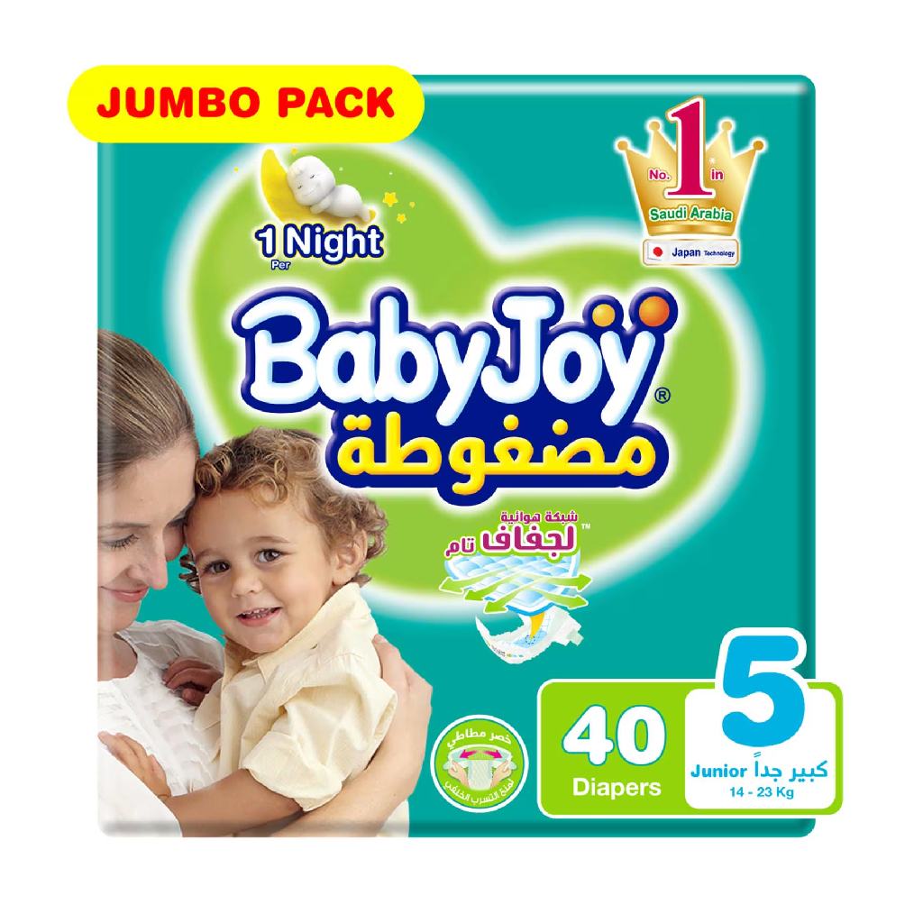 BabyJoy Jumbo  Pack Junior, Size 5 - 40 Count 14-, 25 Kg