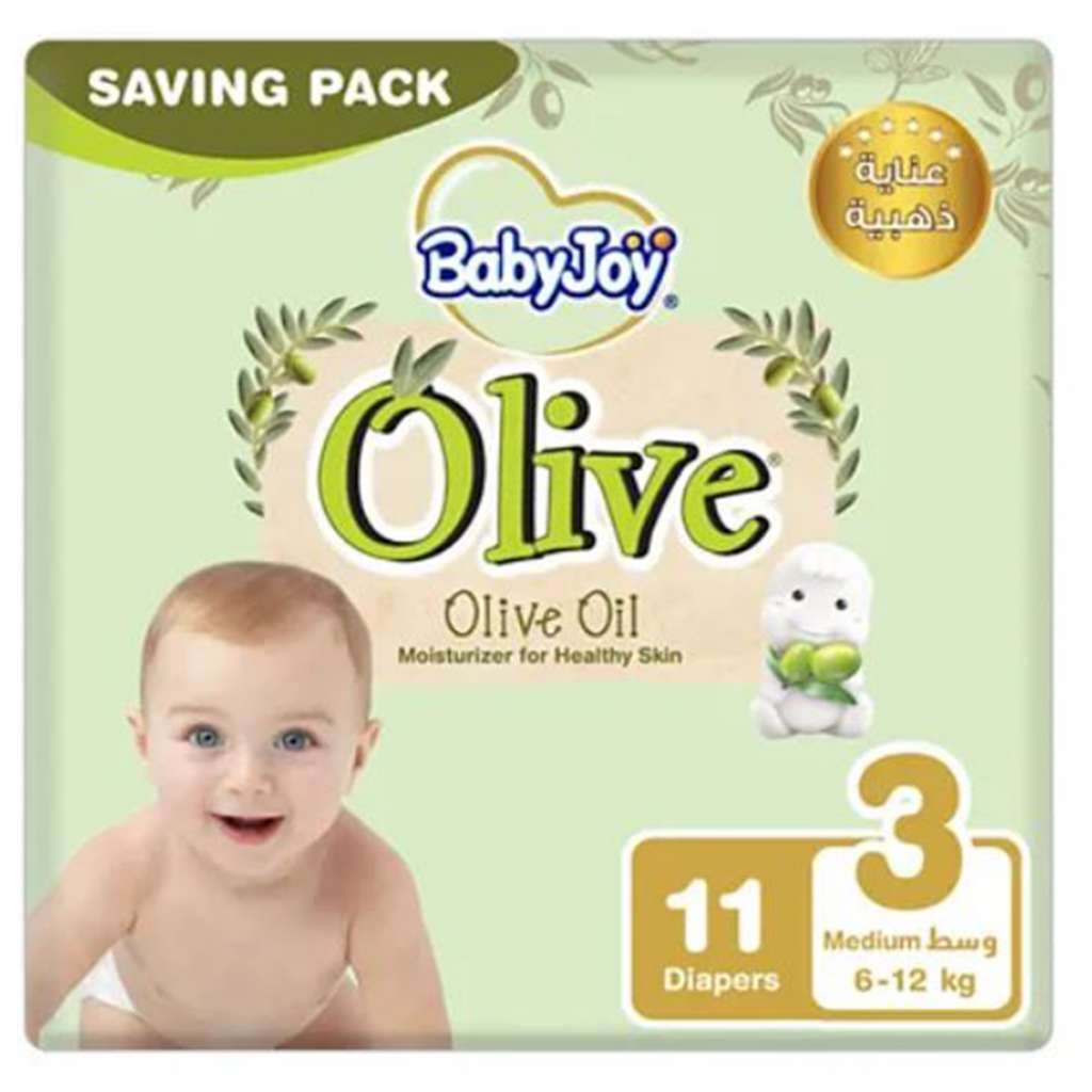 BabyJoy Olive Oil Saving  Pack Diapers Medium, Size 3, 6-, 12 Kg 11 Count