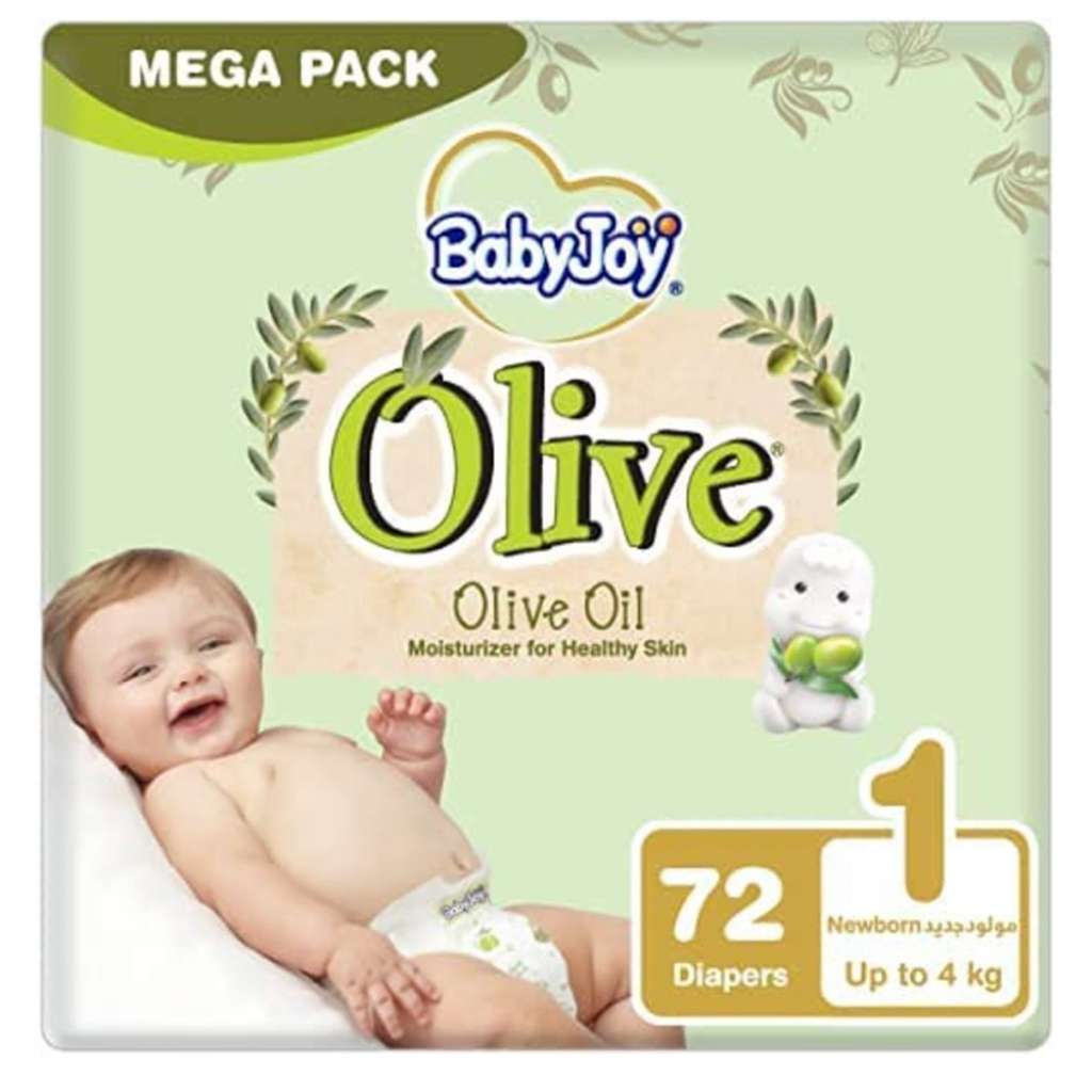 BabyJoy Olive Oil Mega Pack Newborn Size 1, 0-4kg 72 Count