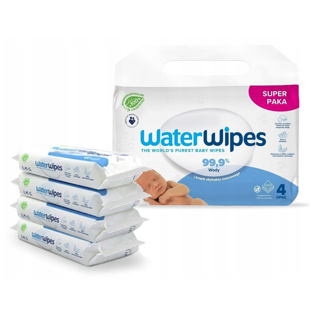 Uno Plus, Pure Water Wipes, Gentle cleansing wipes for sensitive skin, 60 wipes