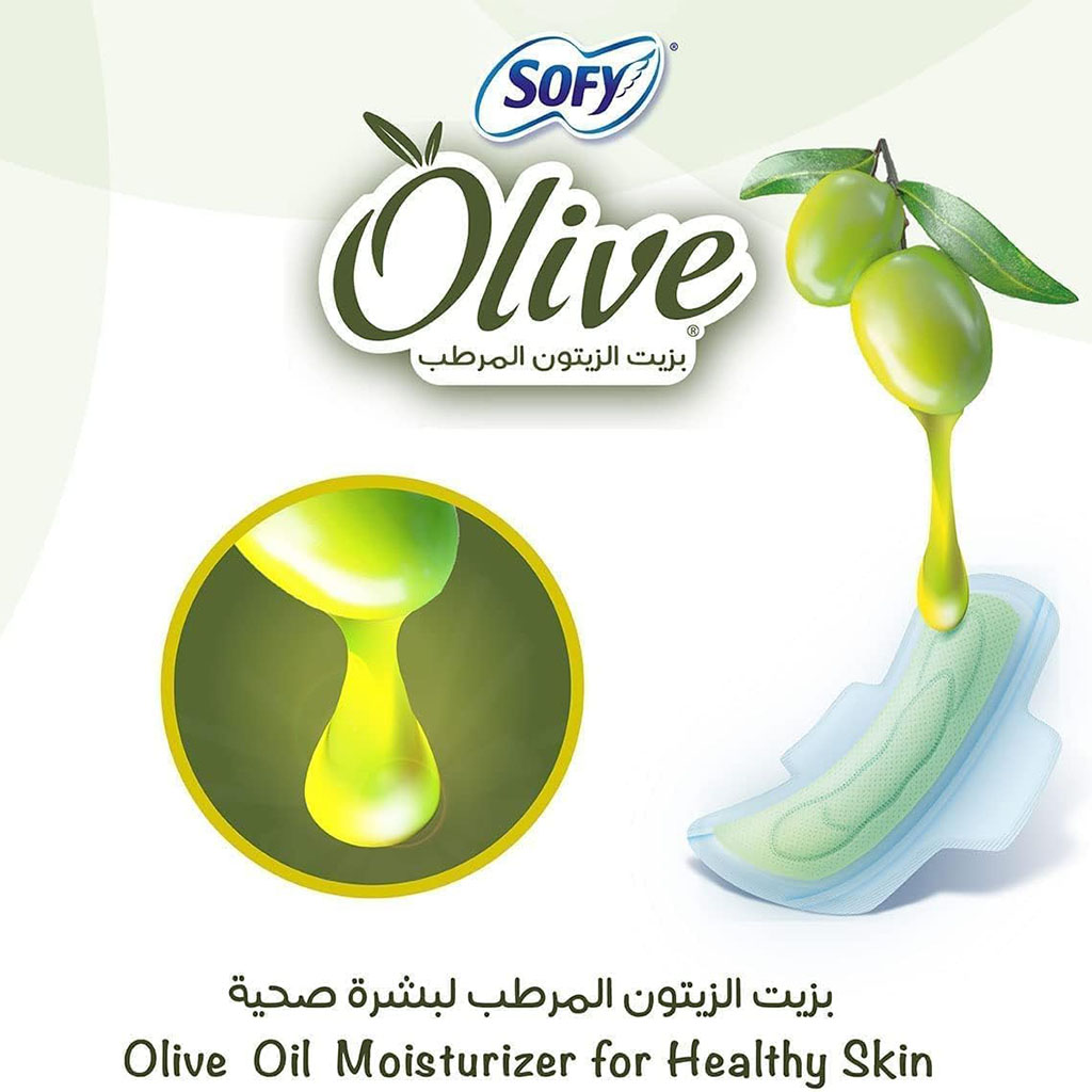 Sofy, Olive Slim Cotton Touch Sanitary Pads with Wings Large, Large sanitary pads with wings and cotton touch, 29cm, 30 pads