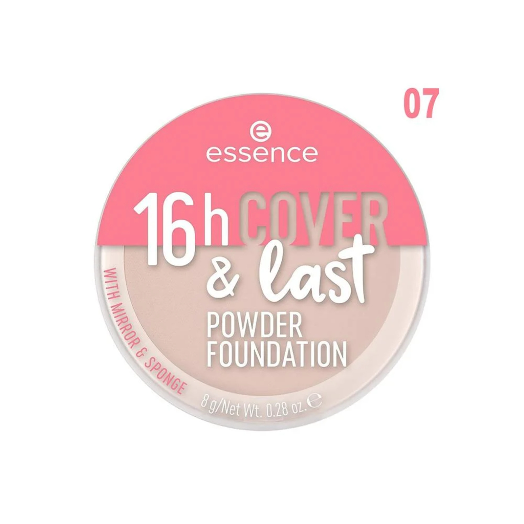 Essence, 16H Cover & Last Powder Foundation 07 Natural Suede, Matte powder foundation for natural coverage