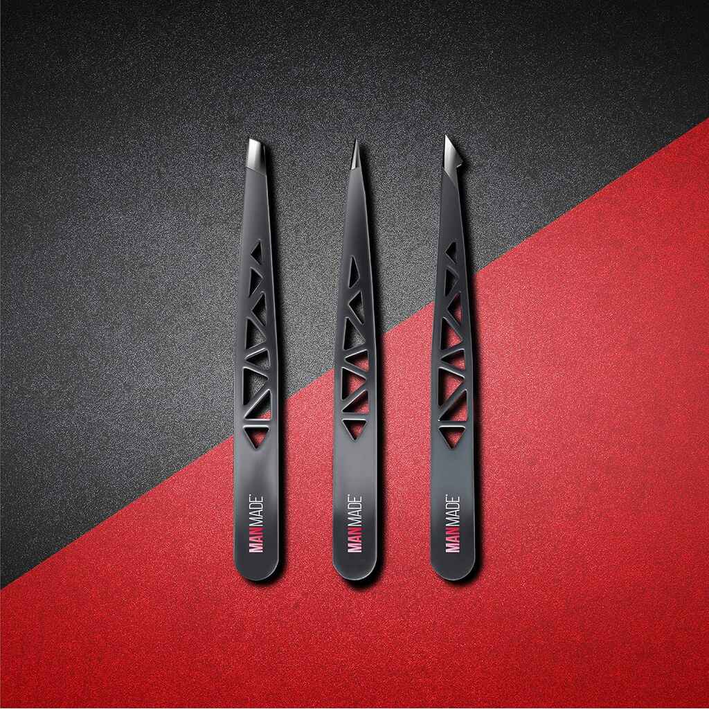 Manmade, Precision tweezers set, Professional tweezers for detailed grooming, 3 pieces