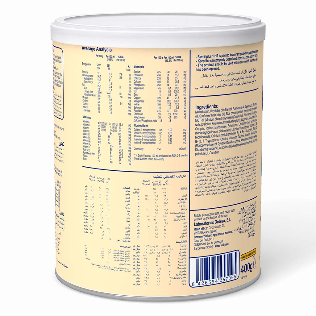 Blemil Plus 1Hr,Hydrolyzed Rice Infant Formula For Cmpa 400 G