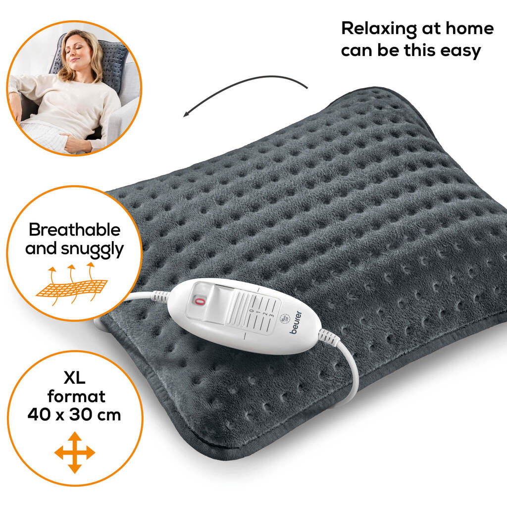 Beurer, Cosy Heated Cushion Grey, Reversible heated cushion with 3 temperature settings
