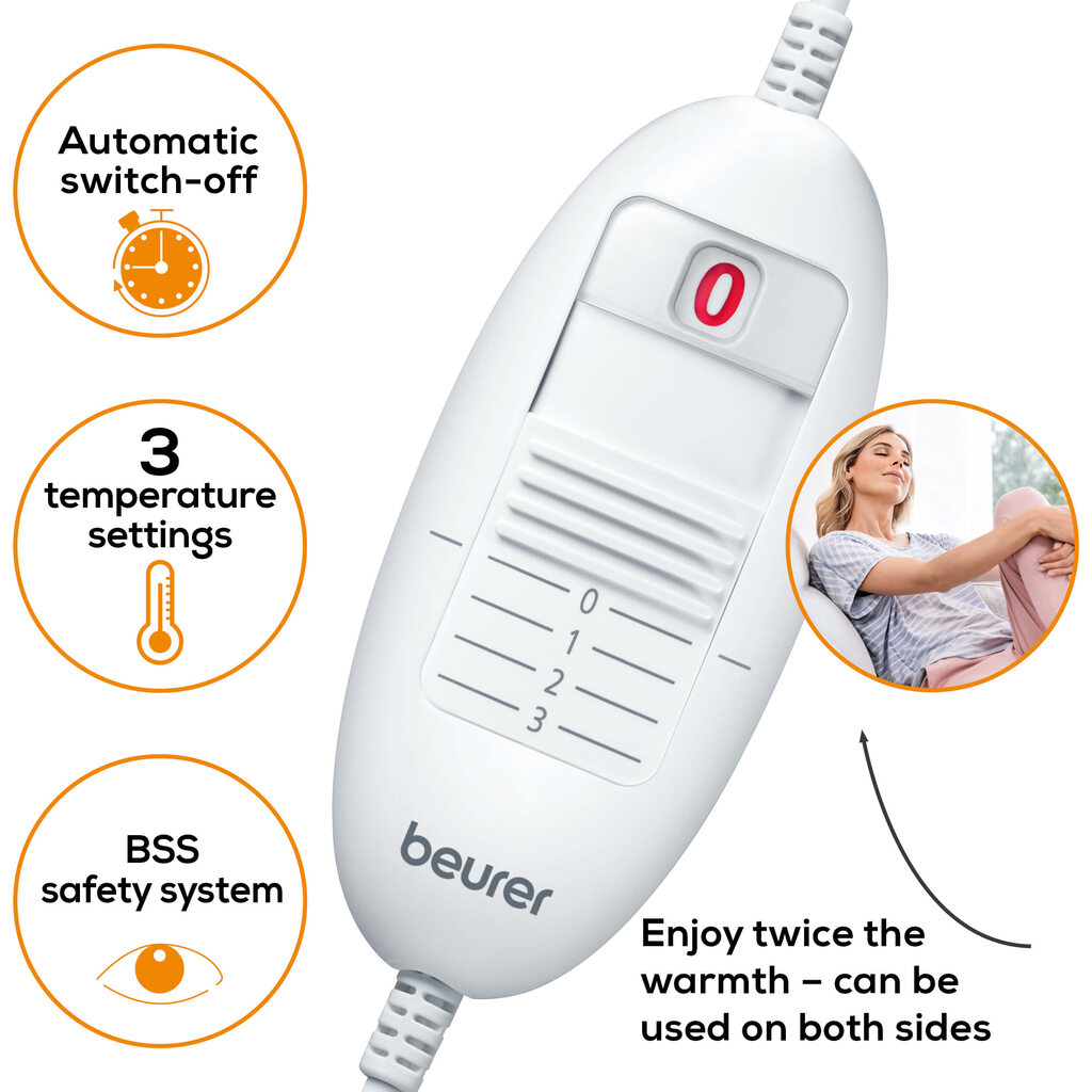 Beurer, Cosy Heated Cushion Grey, Reversible heated cushion with 3 temperature settings