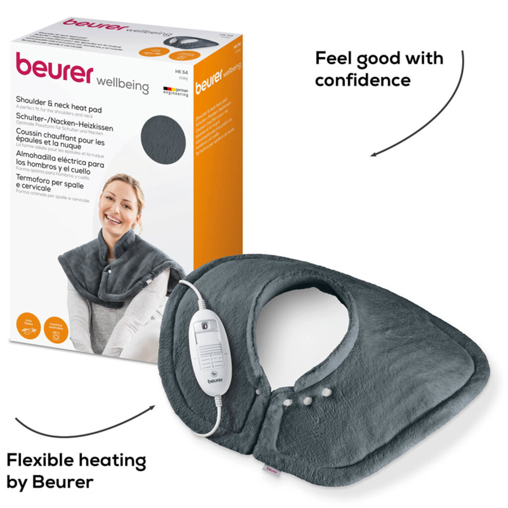 Beurer, Cosy Heated Shoulder & Neck Pad, Extra-soft fleece heating pad for muscle relaxation, hk 54