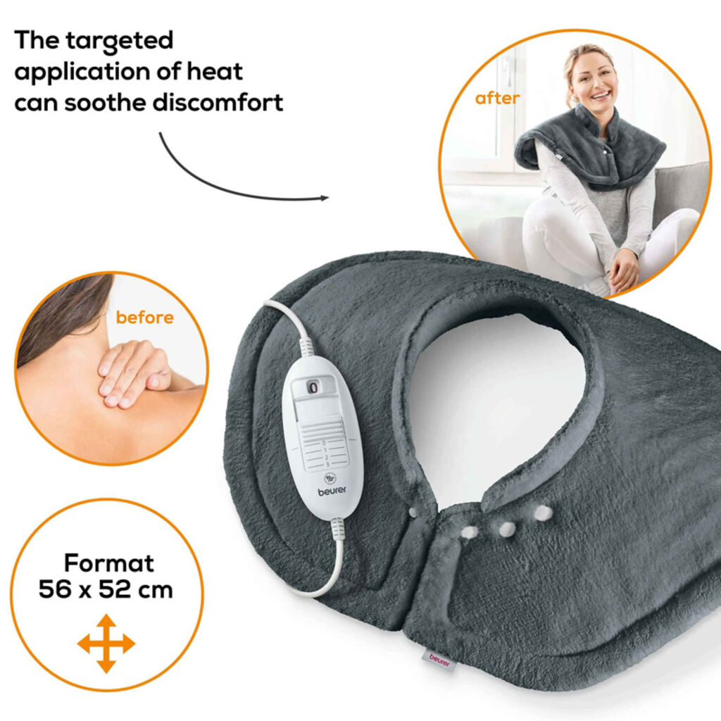 Beurer, Cosy Heated Shoulder & Neck Pad, Extra-soft fleece heating pad for muscle relaxation, hk 54