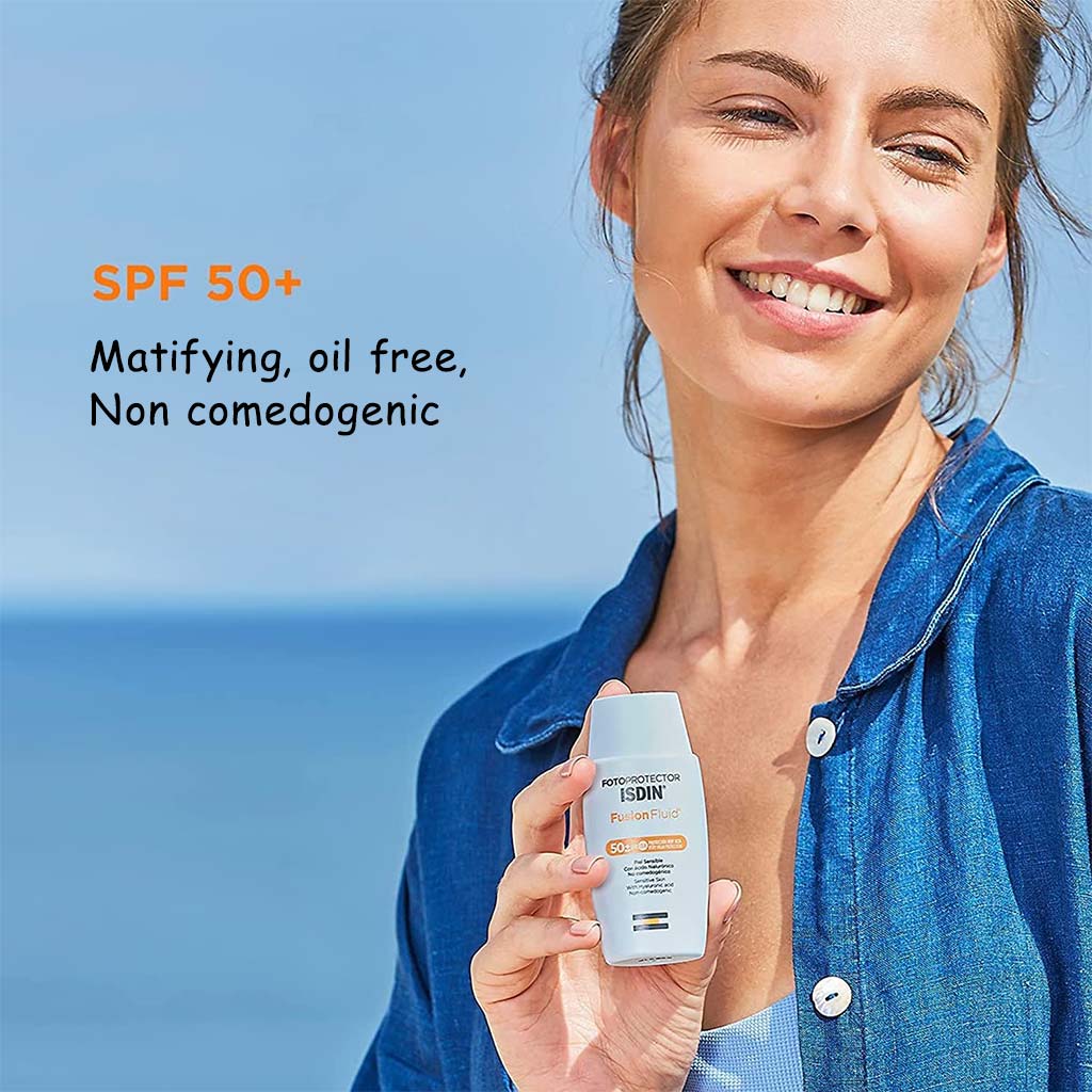 ISDIN, Fotoprotector Fusion Fluid Sunscreen SPF 50+, High protection lightweight sunscreen, 50ml