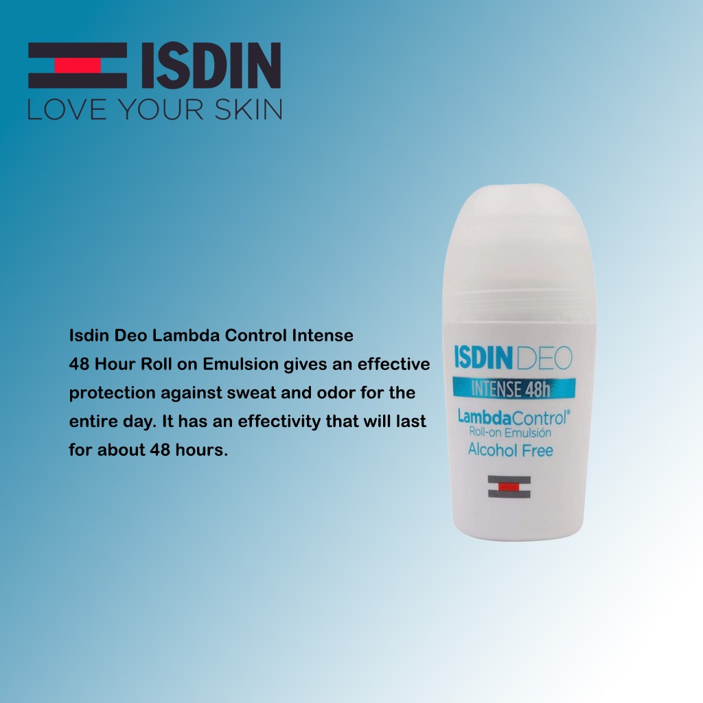 ISDIN, Deo Lambda Control Intense 48 Hour Roll-On Emulsion, Long-lasting deodorant with intense protection, 50ml