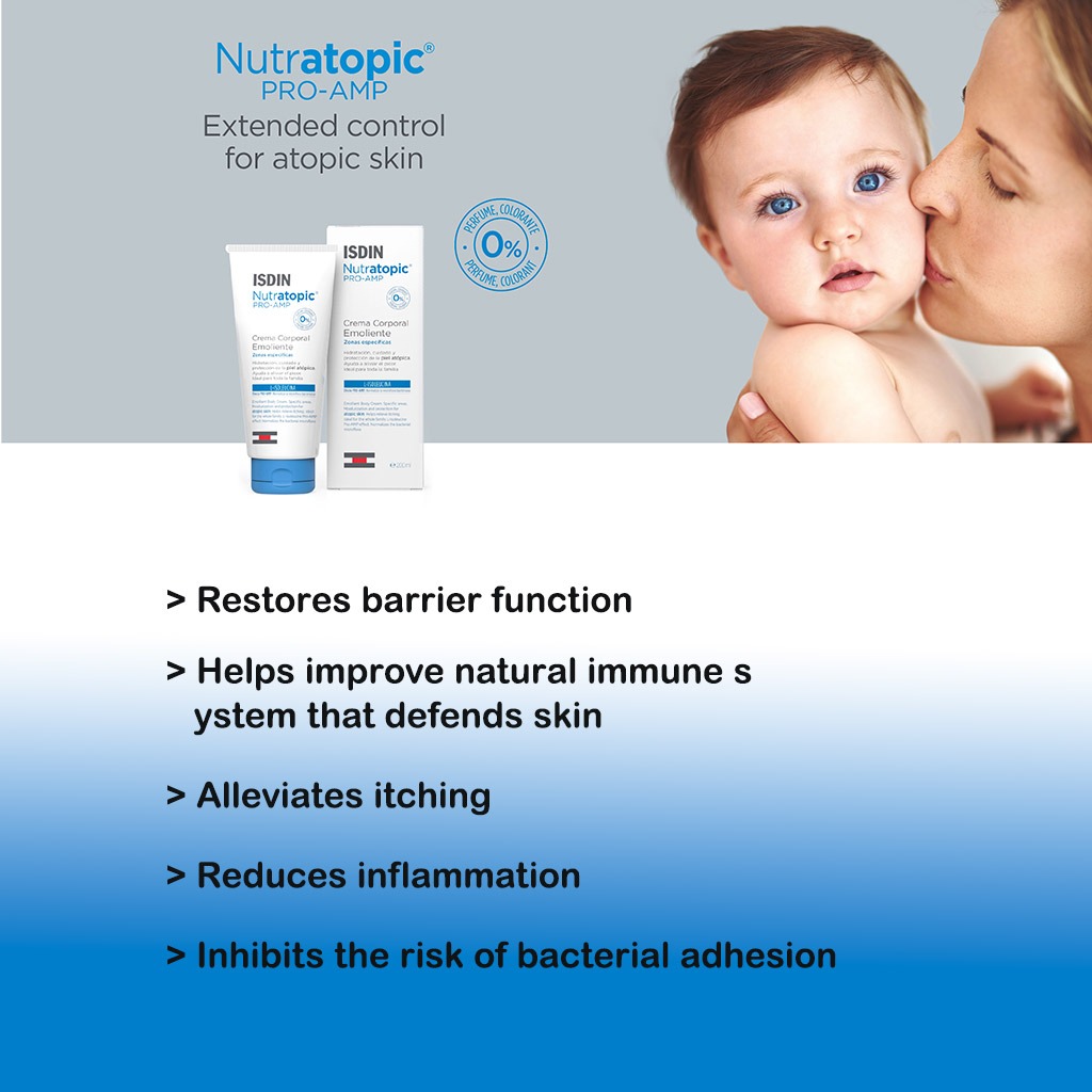 Isdin, Nutratopic Pro-AMP Emollient Cream, Intensive moisturizing cream for dry sensitive skin, 200ml