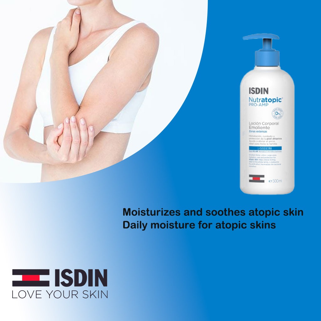 Isdin, Nutratopic Pro-AMP Emollient Lotion, Soothing lotion for dry and sensitive skin, 400 ml