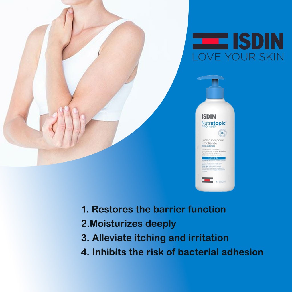 Isdin, Nutratopic Pro-AMP Emollient Lotion, Soothing lotion for dry and sensitive skin, 400 ml