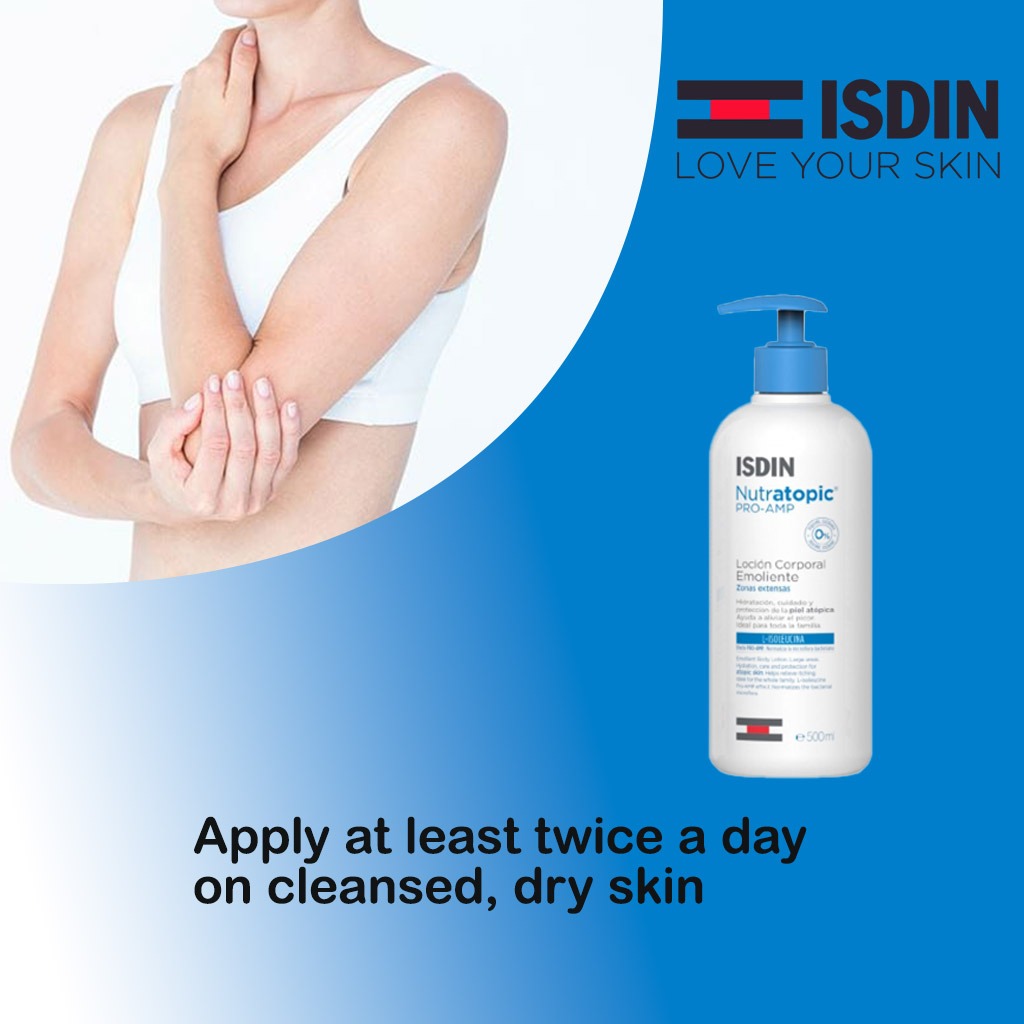 Isdin, Nutratopic Pro-AMP Emollient Lotion, Soothing lotion for dry and sensitive skin, 400 ml