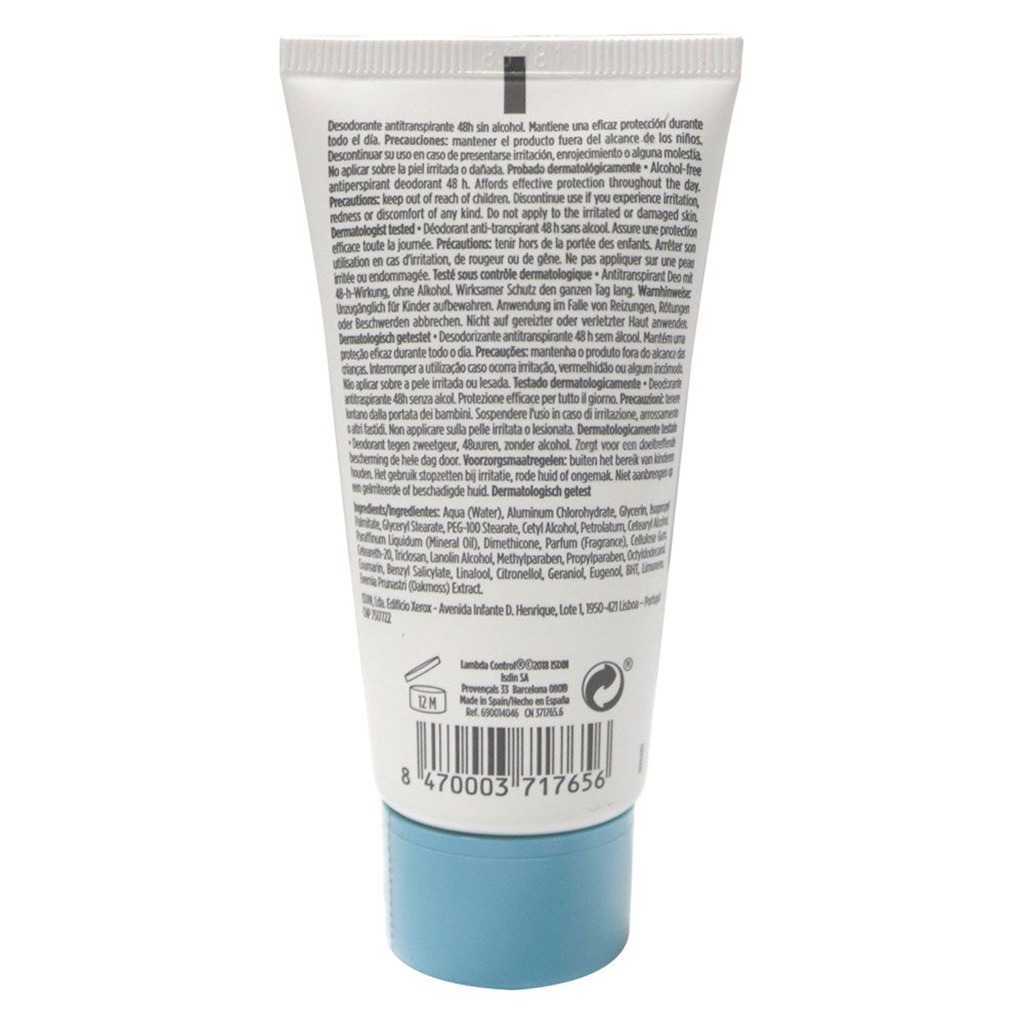 ISDIN, Deo Lambda Control Intense 48 Hour Cream, Long-lasting deodorant cream with intense protection, 50ml
