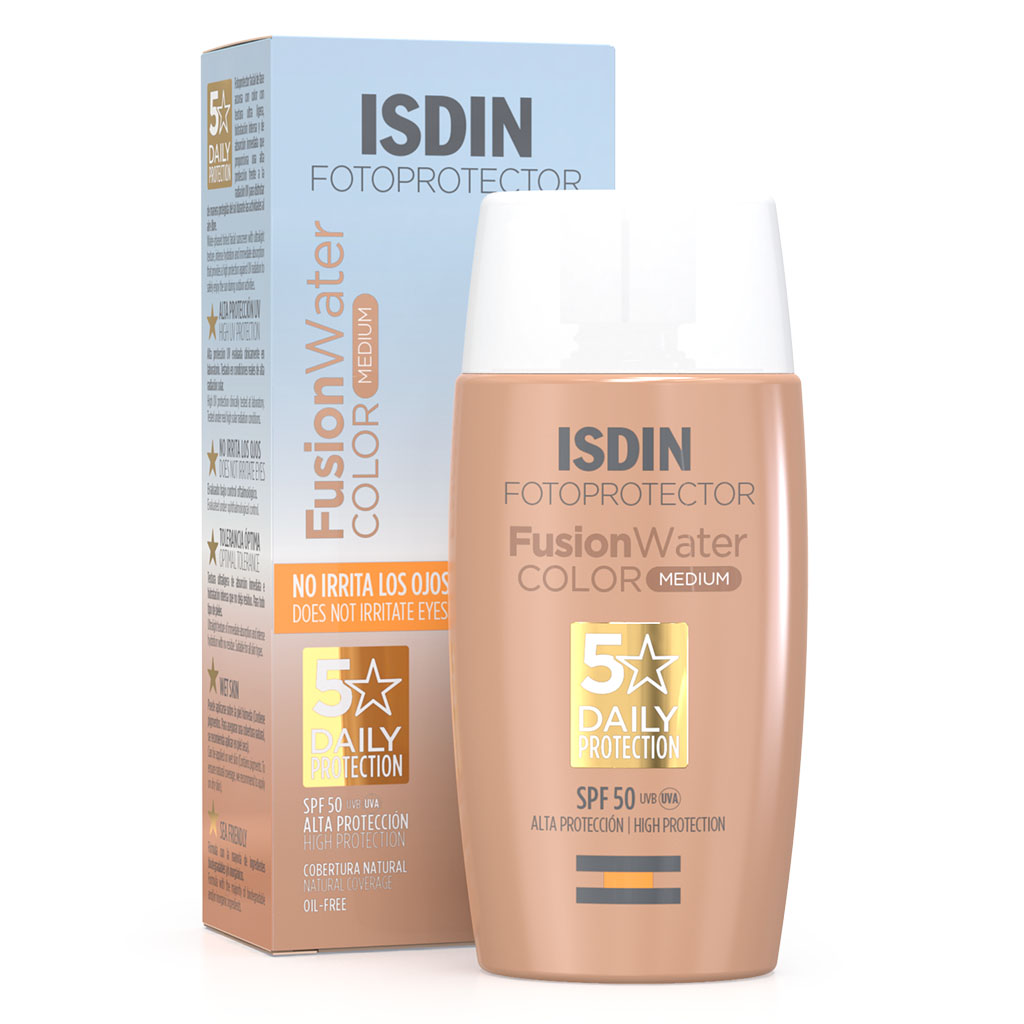 Isdin, Fotoprotector SPF 50+ Fusion Water Color Medium, Tinted high protection sunscreen, 50ml