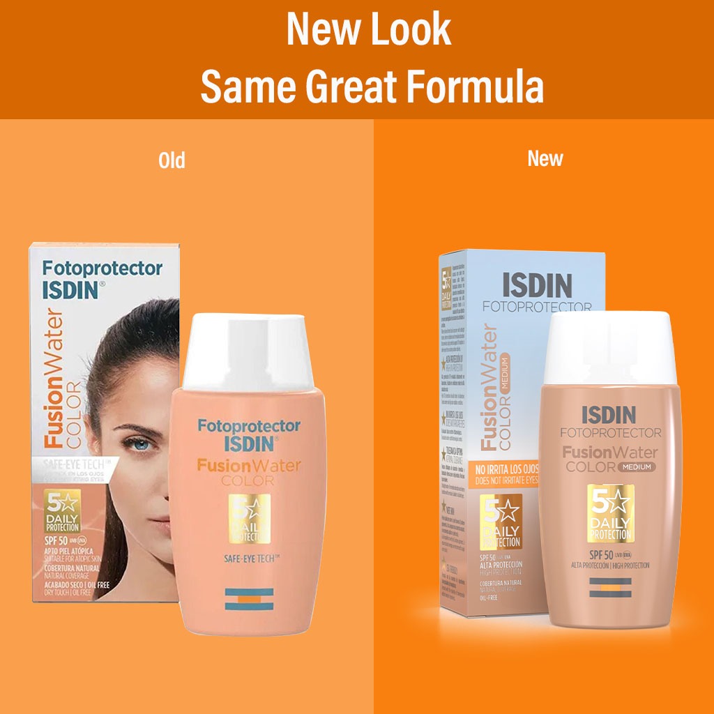 Isdin, Fotoprotector SPF 50+ Fusion Water Color Medium, Tinted high protection sunscreen, 50ml
