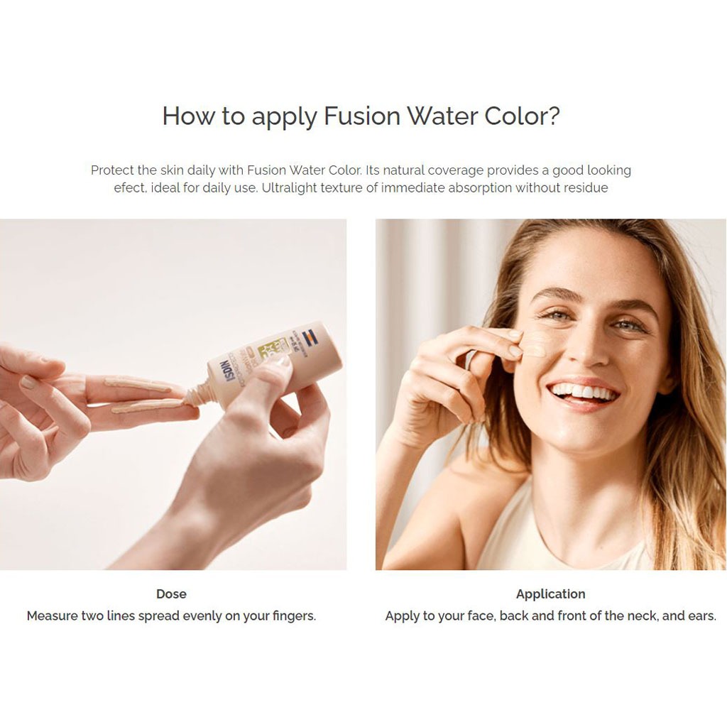 Isdin, Fotoprotector SPF 50+ Fusion Water Color Medium, Tinted high protection sunscreen, 50ml