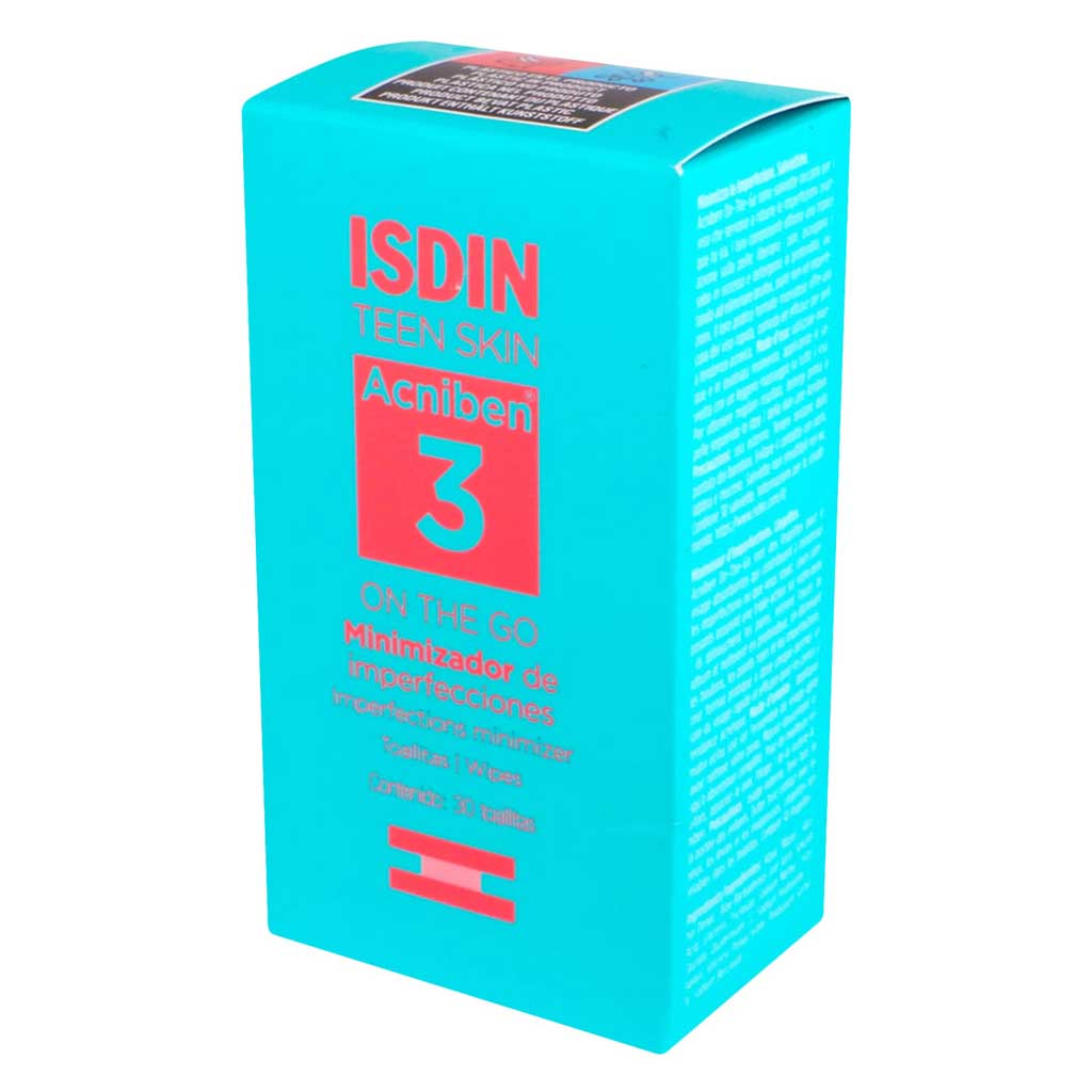 Isdin, Teen Skin Acniben Imperfection Minimizer Wipes, Acne treatment wipes for skin clarity, 30 wipes