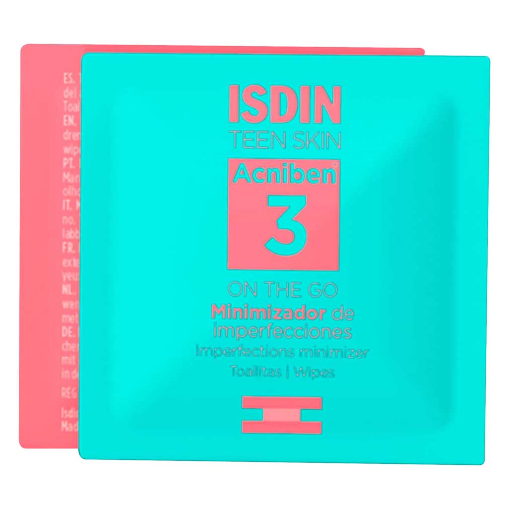 Isdin, Teen Skin Acniben Imperfection Minimizer Wipes, Acne treatment wipes for skin clarity, 30 wipes