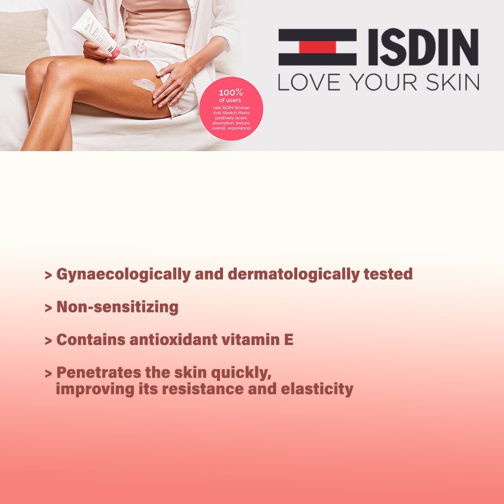 Isdin, Woman Anti-Stretch Marks Cream, Cream to reduce and prevent stretch marks, 250 ml
