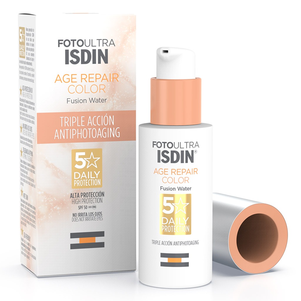 Isdin, FotoUltra Age Repair Color SPF 50 Fusion Water, Anti-aging tinted sun protection, 50ml