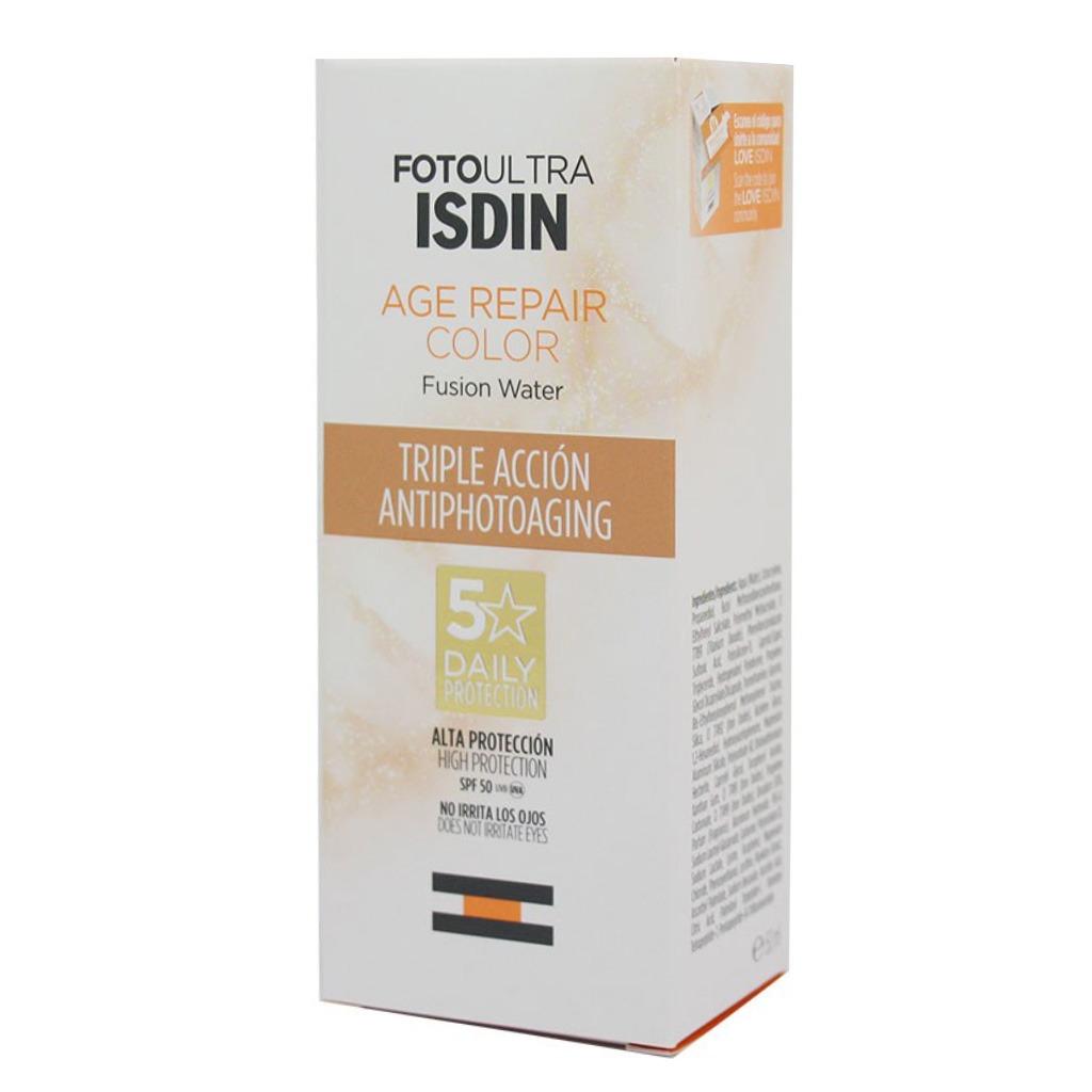 Isdin, FotoUltra Age Repair Color SPF 50 Fusion Water, Anti-aging tinted sun protection, 50ml