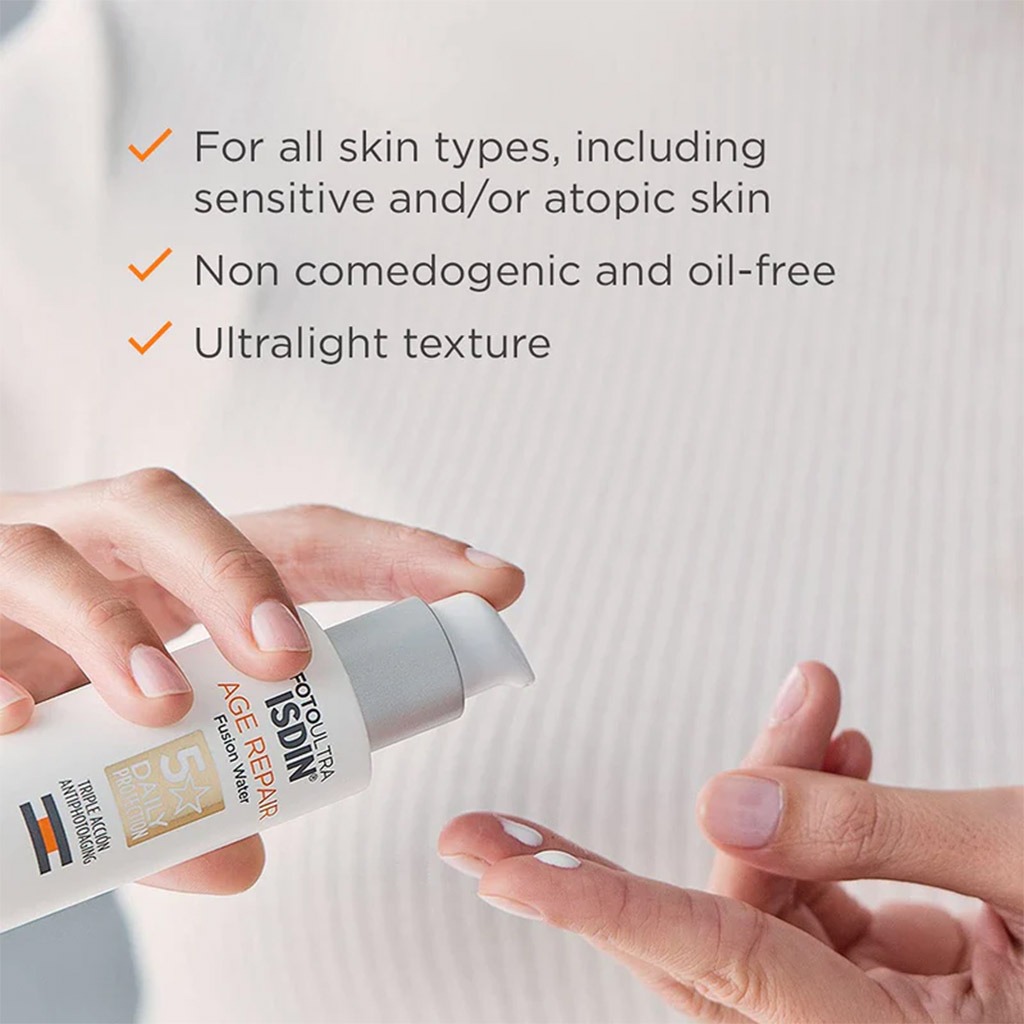 Isdin, FotoUltra Age Repair Color SPF 50 Fusion Water, Anti-aging tinted sun protection, 50ml