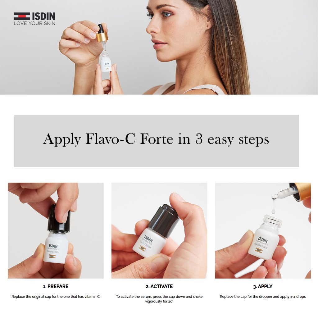 Isdin, Ceutics Flavo-C Forte Serum, Antioxidant vitamin C serum for skin repair, 5.3 ml