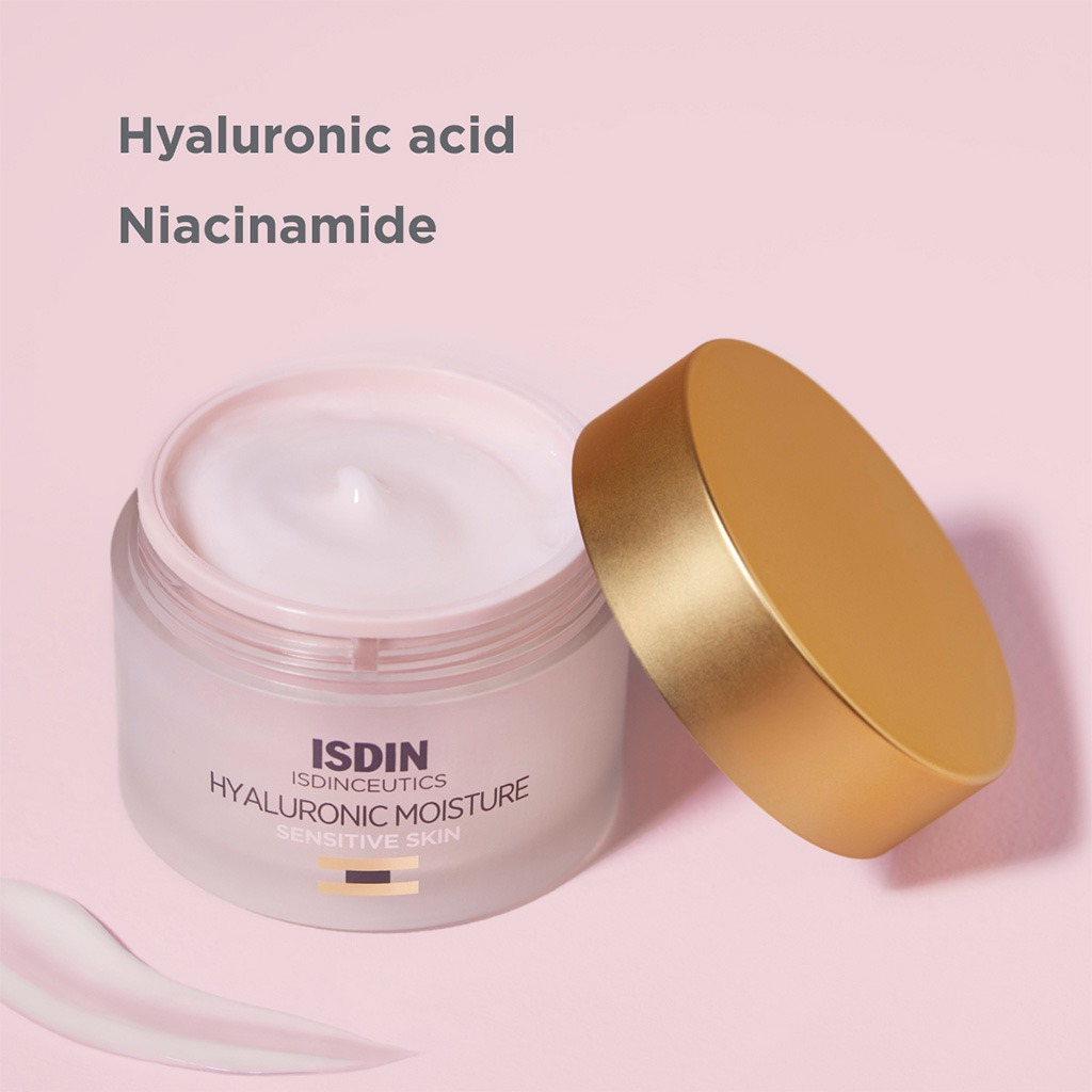 Isdin, Isdinceutics Renew Hyaluronic Moisture Face Cream, Moisturizing cream for sensitive and redness-prone skin, 50g