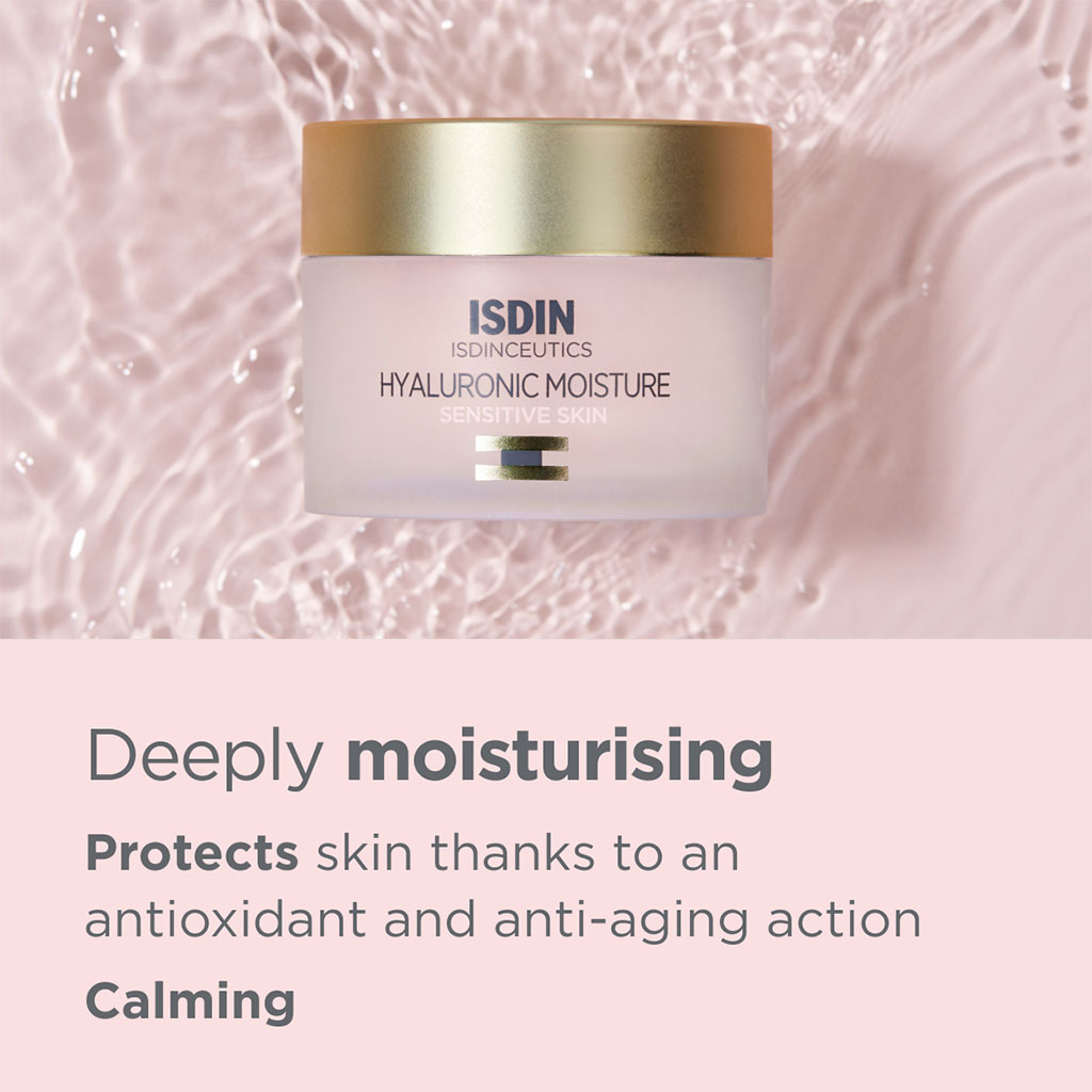 Isdin, Isdinceutics Renew Hyaluronic Moisture Face Cream, Moisturizing cream for sensitive and redness-prone skin, 50g