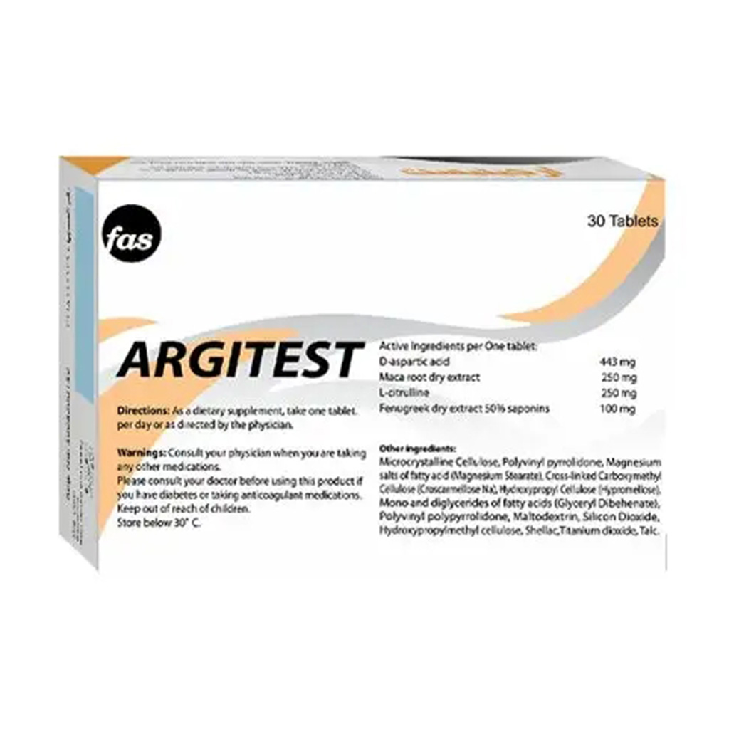 Fas Argitest, Maca extract and aspartic acid tablets, Energy and stamina support supplement, 30 tablets