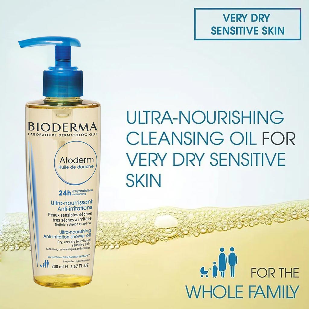 Bioderma, Atoderm Shower Oil, Ultra-nourishing cleansing oil for dry sensitive skin, 200ml