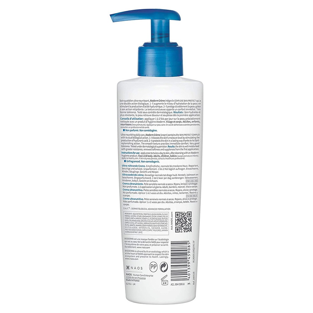 Bioderma, Atoderm Creme FP, Intensive moisturizing cream for very dry skin, 200 ml