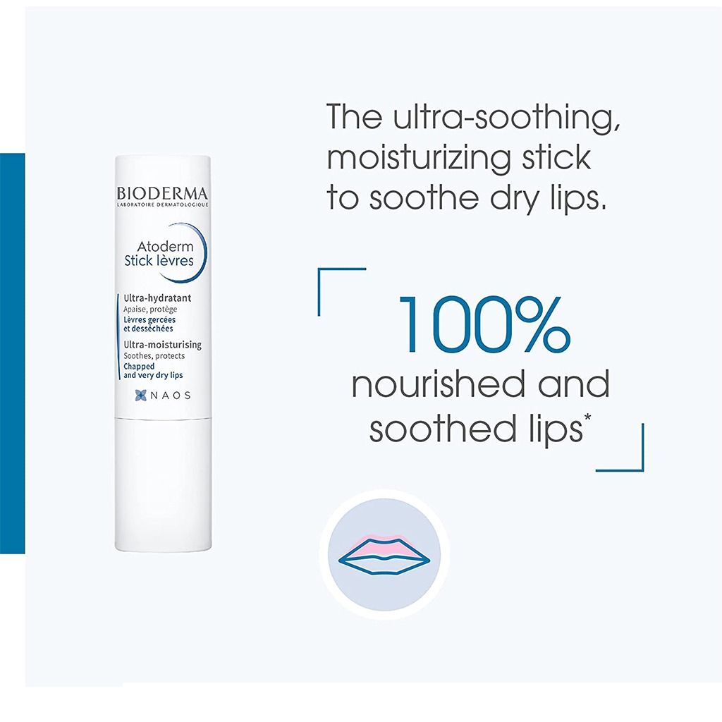 Bioderma, Atoderm Stick Levres, Protective moisturizing lip balm for dry lips, 4 g