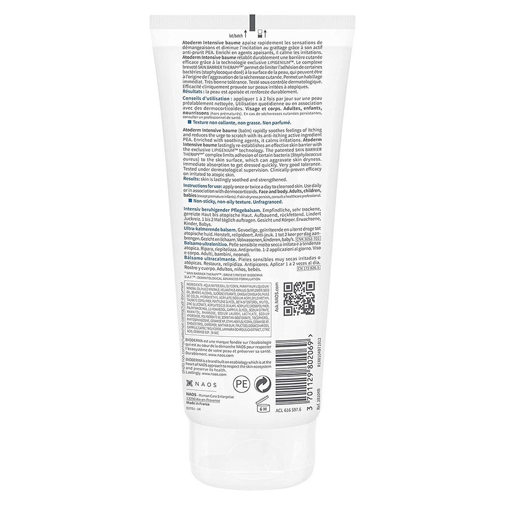 Bioderma, Atoderm Intensive Baume, Intensive moisturizing balm for very dry skin, 200ml