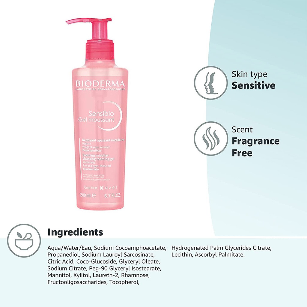 Bioderma, Sensibio Gel Moussant, Gentle foaming cleanser for sensitive skin, 200ml