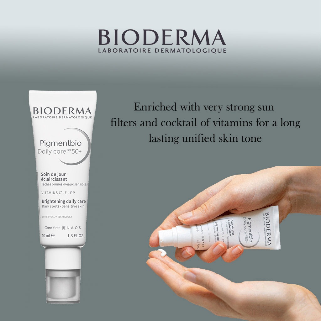 بيوديرما، بيجمنتبيو العناية اليومية بعامل حماية من الشمس SPF 50+، واقي شمس يومي مفتح، 40 مل