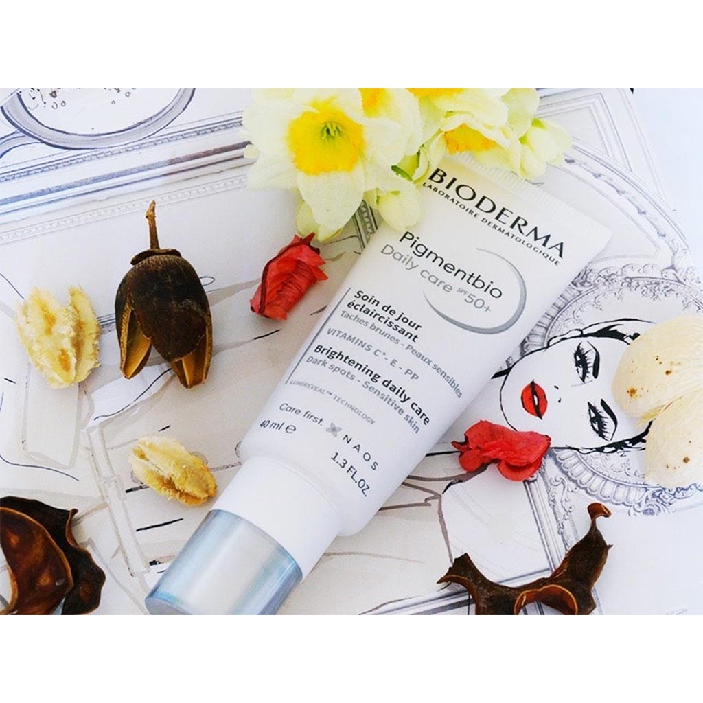 بيوديرما، بيجمنتبيو العناية اليومية بعامل حماية من الشمس SPF 50+، واقي شمس يومي مفتح، 40 مل