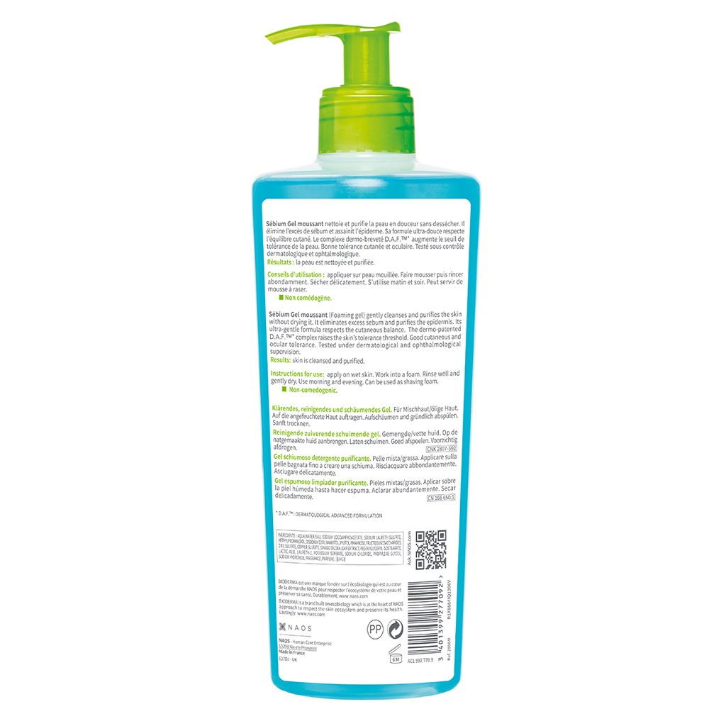 Bioderma, Sebium Foaming Gel, Gentle cleansing gel for oily and combination skin, 500ml