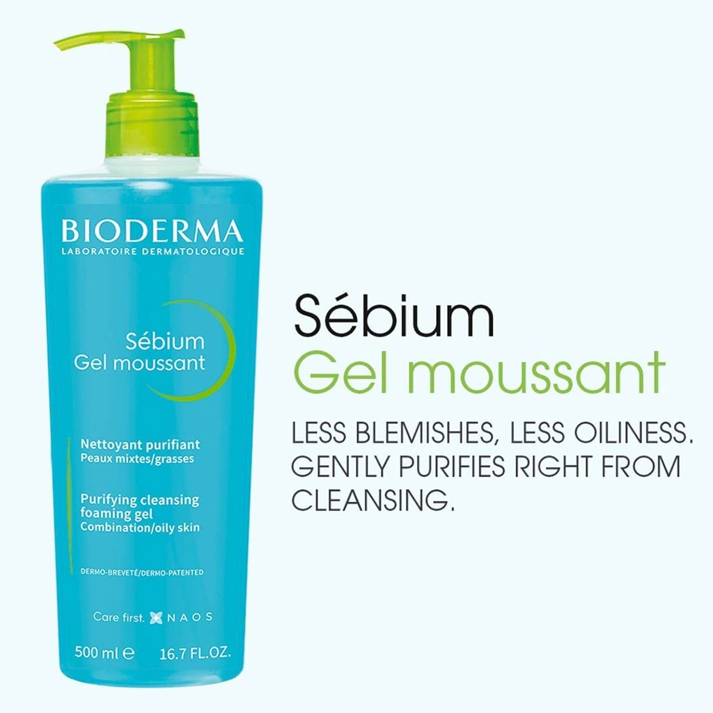 Bioderma, Sebium Foaming Gel, Gentle cleansing gel for oily and combination skin, 500ml