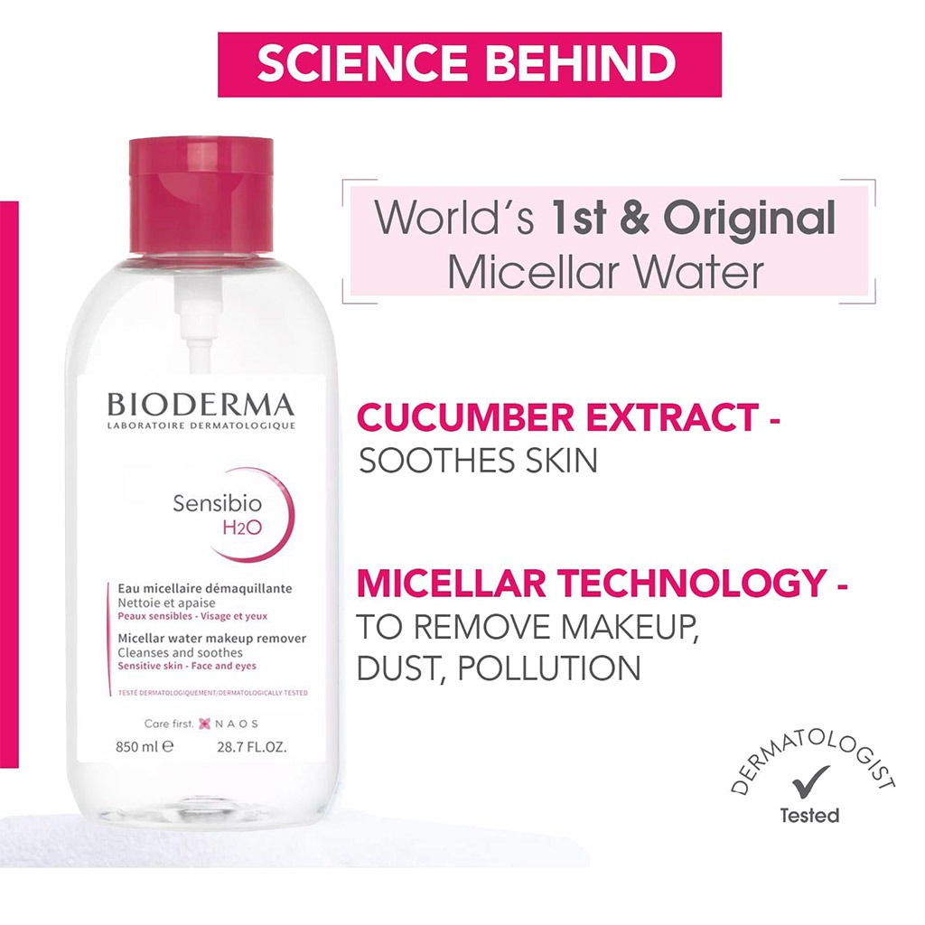 Bioderma, Sensibio H2O Micellar Water Reversed Pump, Gentle cleansing micellar water for sensitive skin